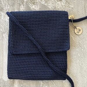 🤍 The Sak navy blue crochet flap bag crossbody shoulder bag